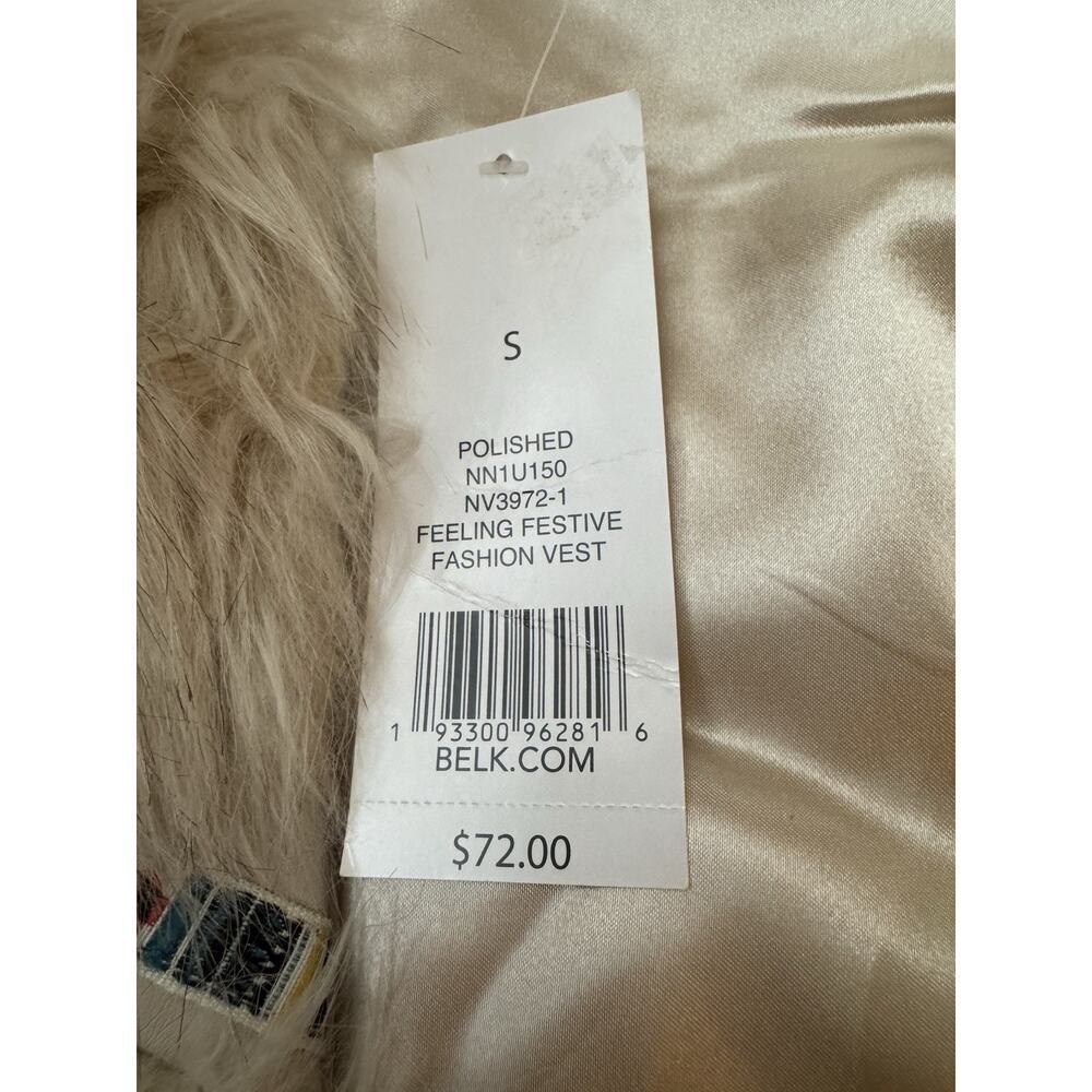 New Directions Vest Faux Fur Ivory Size S NWT - Picture 7 of 9